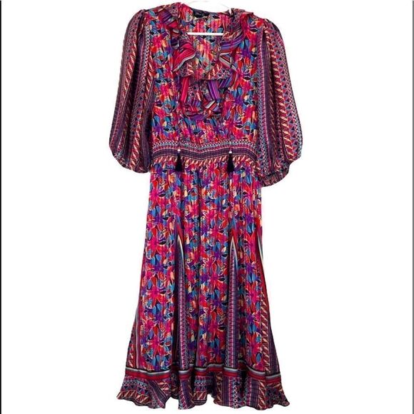 Diane Fres Vintage 80s Boho Festival Midi Dress.